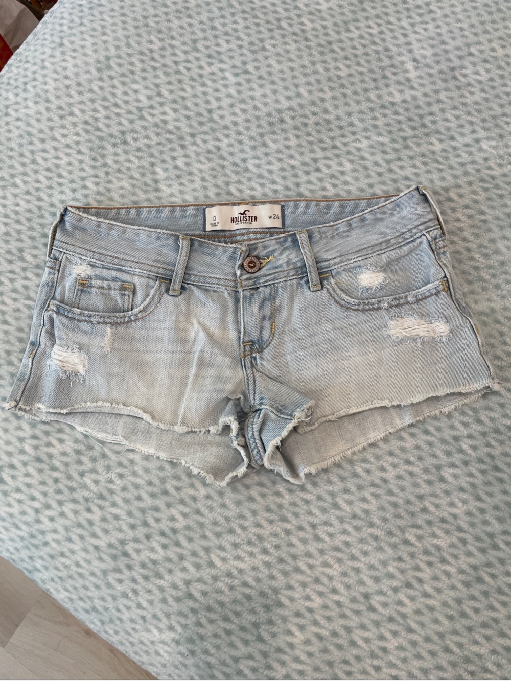 Hollister Light Wash Distressed Denim Jean Shorts